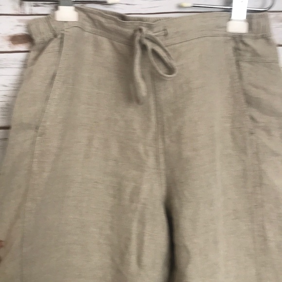 Orvis • Linen shoreline drawstring tan khaki wide leg pants $98 - Picture 4 of 7